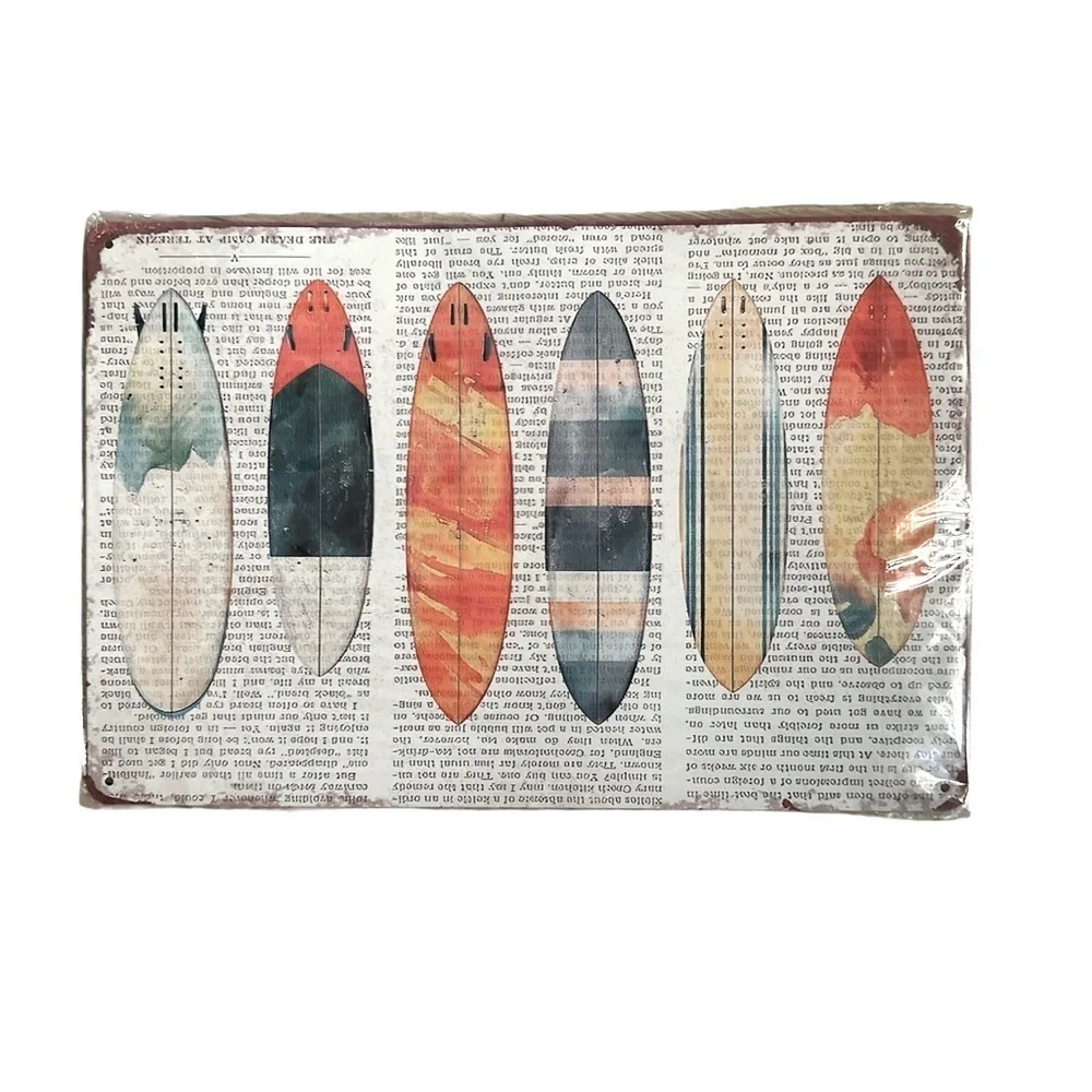 Tin Metal Surf Boards Wall Sign Decor Brand New